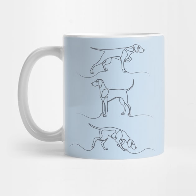 Continuous Line Weimaraners (Blue-Grey Background) by illucalliart